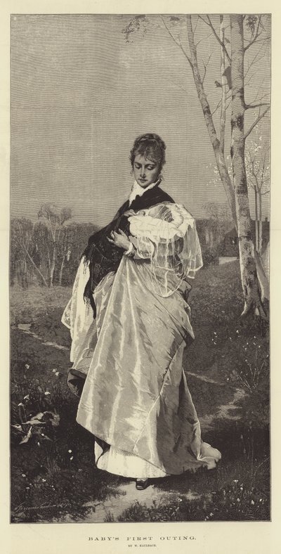 Eerste uitstapje van de baby door Wilhelm von Kaulbach